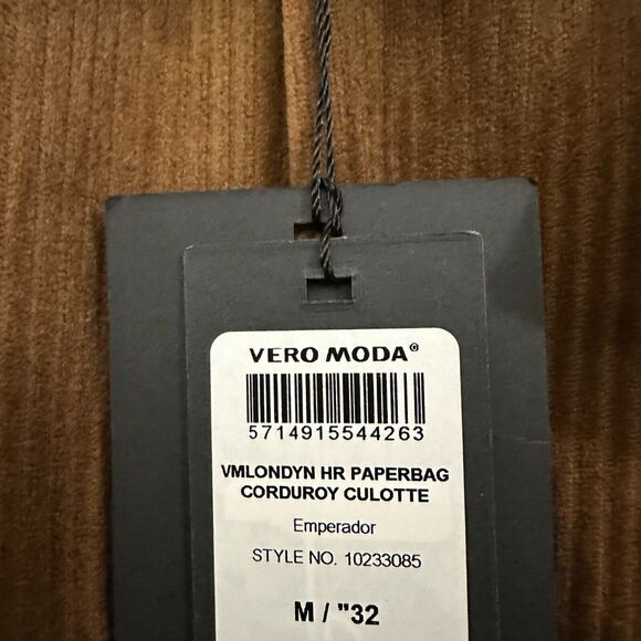 NWT VERO MODA Londyn Paperbag Corduroy Culottes Belted in Camel Tan Preppy - Picture 11 of 16